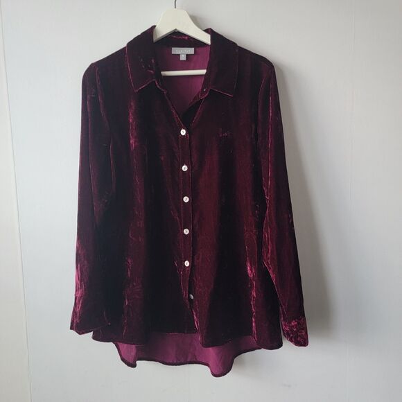 Habitat womens Velvet Button Down Shirt sz M long sleeve whimsical fairy grunge - Picture 1 of 8